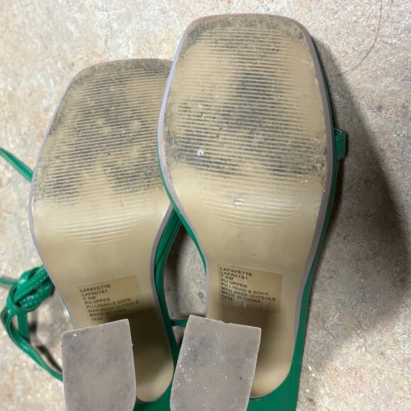 EXCELLENT Steve Madden Green Lafayette Flared Block Heel Wrap-Around Sandals 7.5 - Picture 8 of 13